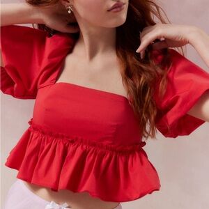 UO kimchi blue Lara cropped babydoll blouse